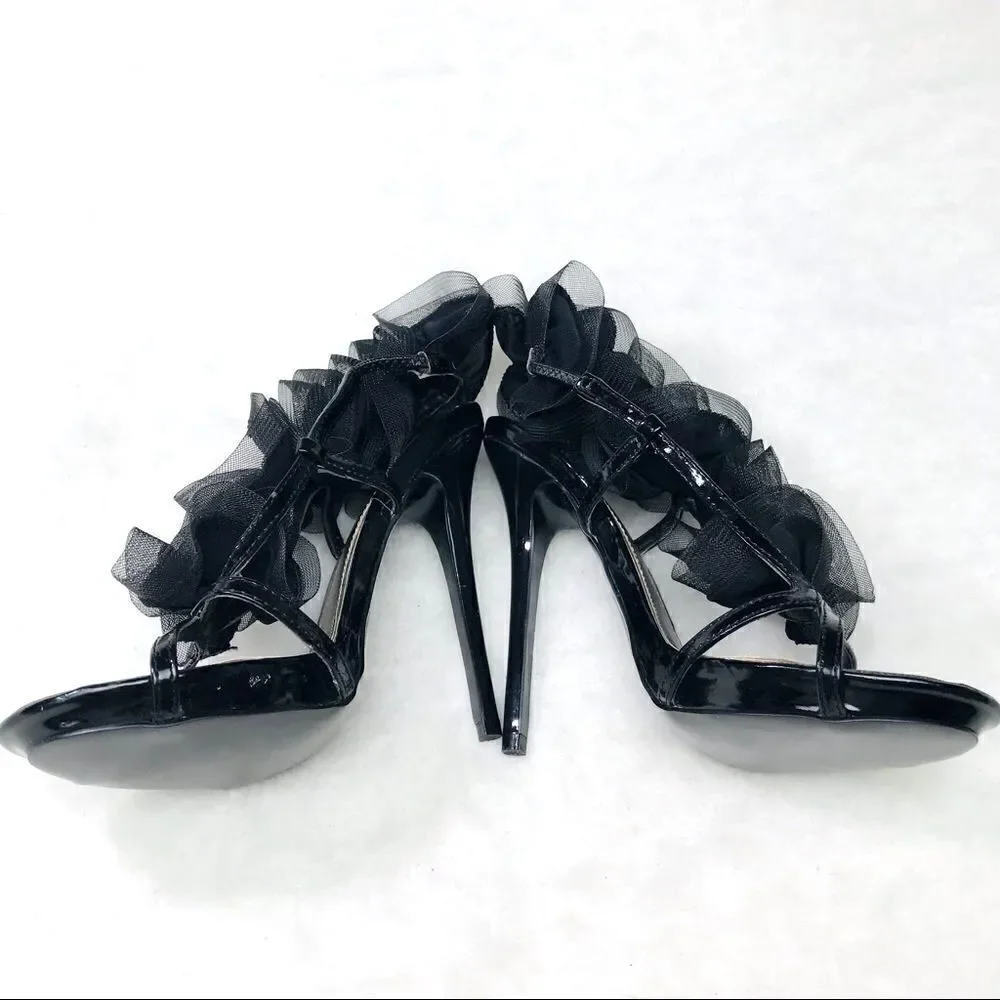 Bakers “Rory” Black 5” Ruffle Top Stiletto Heels